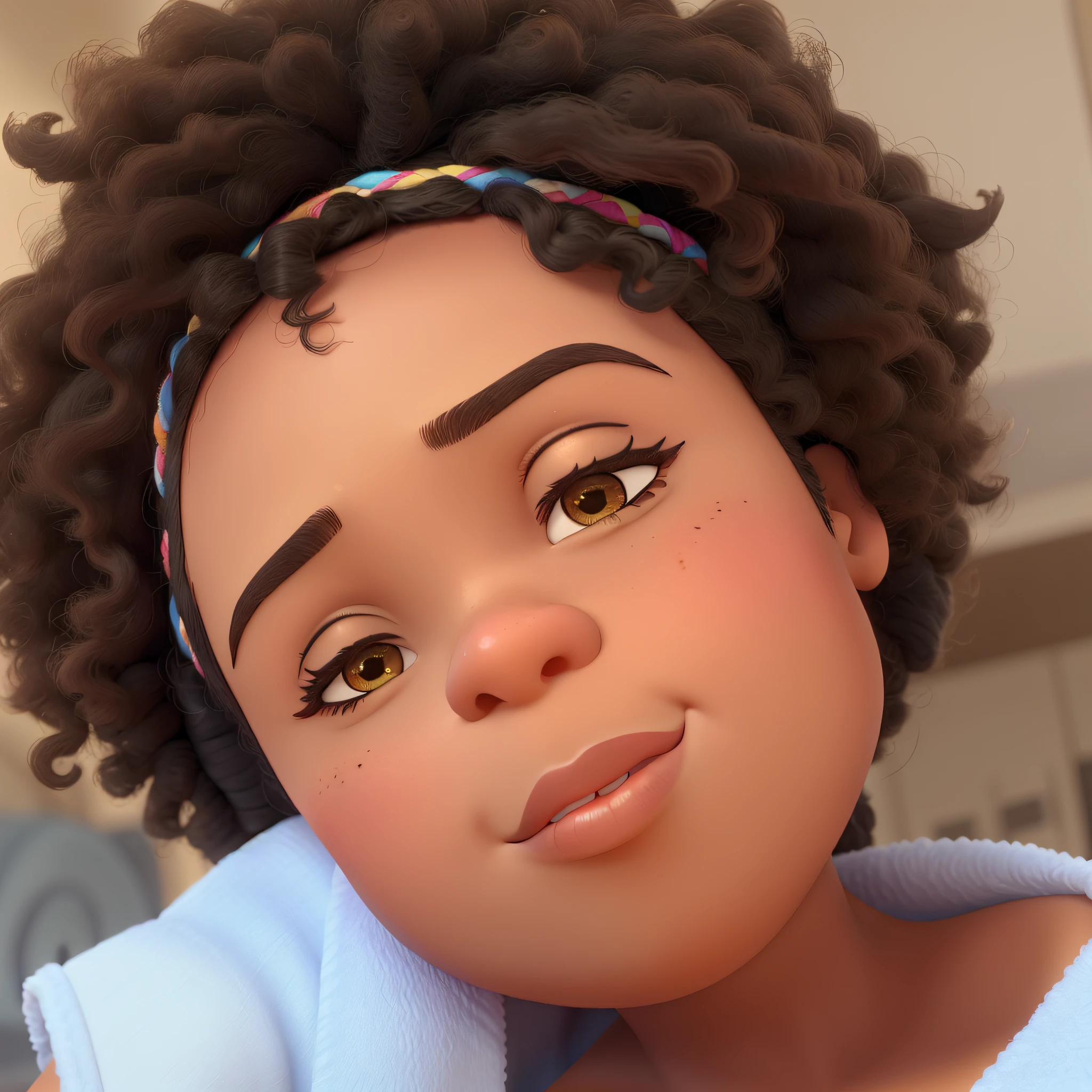 um 9 anos de idade, morena, big eyes and eyelashes, afro-brasileira, corpo todo, with SPA robe, estilo disney pixar, maior qualidade