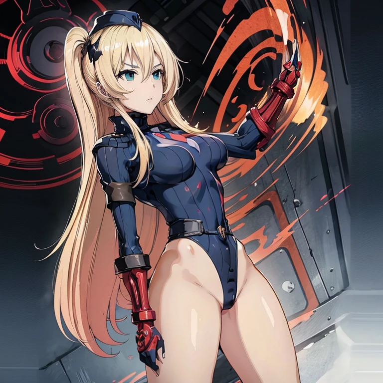 ultra-detailed, Explicit, Beautiful body, Beautiful Nose, Beautiful character design, perfect eyes, perfect face, ultra highres, 4K, beautiful legs, perfect legs, Nice hands, Perfect hand, Masterpiece, Best Quality, Highly detailed, illustration, absurdres, street fighter, doll suit, shadaloo doll, dollsuit, girls, multiple girls, expressionless, blank eyes, looking at viewer, red gloves, emotionless, black latex, corrution, mind control, female combatant, full body, hypnotized, unhappy trance, full body suit, ribbed bodysuit, both arms at side, stand up straight, obey, perfect female body, extremely glossy latex, hypnosis, hypnoLora, empty eyes, Mind control device, poses, submissive_pose, Slave, hat, necktie, stand up straight, standing, standing at attention, hat, necktie, belt, extending the right arm from the shoulder into the air with a straightened hand, nazi saluting, military, military saluting, salute, right hand saluting, left hand at side, latex, ribbed bodysuit, Blonde hair, long hair, green eyes, Celistia Ralgris, Undefeated Bahamut Chronicle
