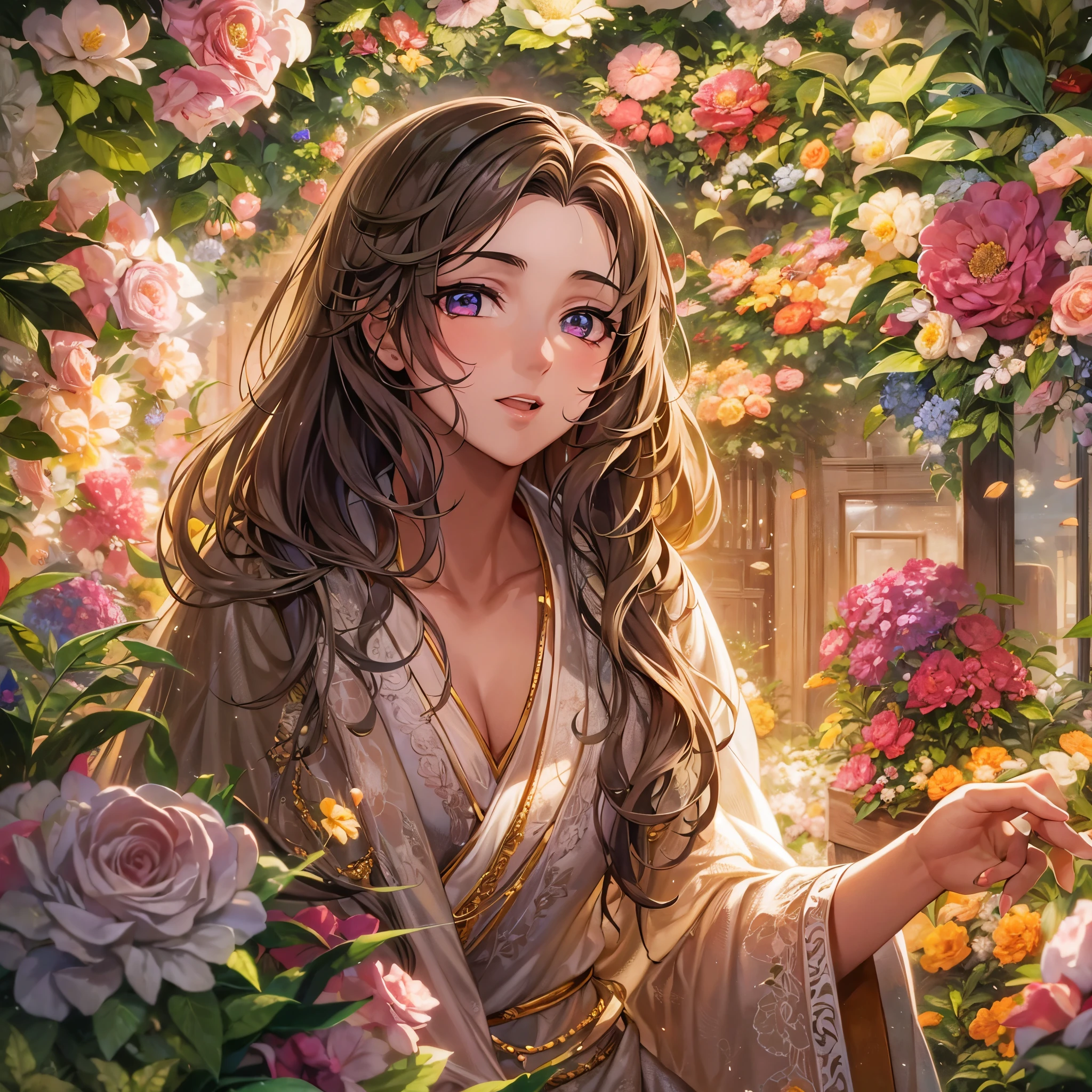 Certo, here is the customization:
Imagine an anime in high definition, with an aesthetic and digital art style inspired by the world of anime. The protagonist is a highly detailed girl, with a lovely face and expressive eyes, emanating charm and seduction in her loose robe, detalhado e revelador. Her flushed cheeks and pretty thighs add a touch of delicacy to the scene..
She is in a side pose, capturada em um quarto minuciosamente detalhado, com uma janela pela qual entra a suave luz do sol, destacando as flores que adornam o ambiente, tornando a cena ainda mais encantadora.