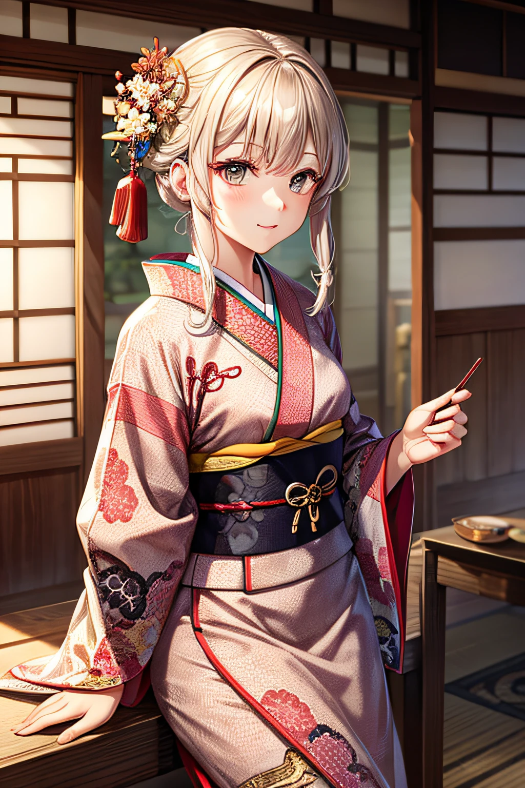 Wearing a kimono with a snake pattern, snake embroidery, Snake pattern,