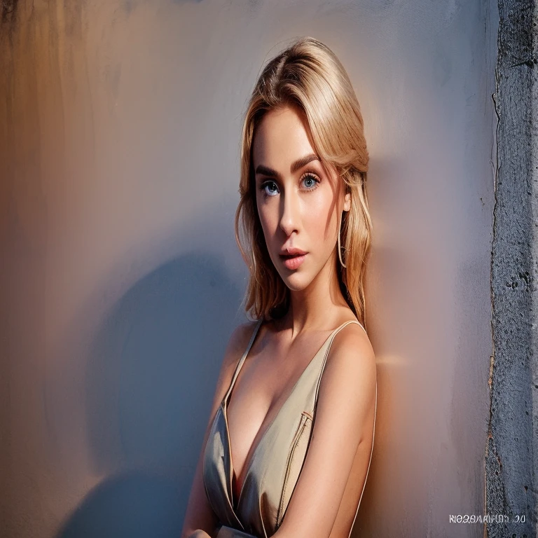 mulher loira com um vestido bege encostado na parede, pintura digital realista, 🤤 retrato da menina, liso. pintura digital, arte digital. art-station, pintura digital fotorrealista, lindo pintura digital, Arte digital realista 4K, Arte digital realista 4K, retrato colorido, retrato de arte digital, foto retrato suave 8 k, # 1 pintura digital de todos os tempos