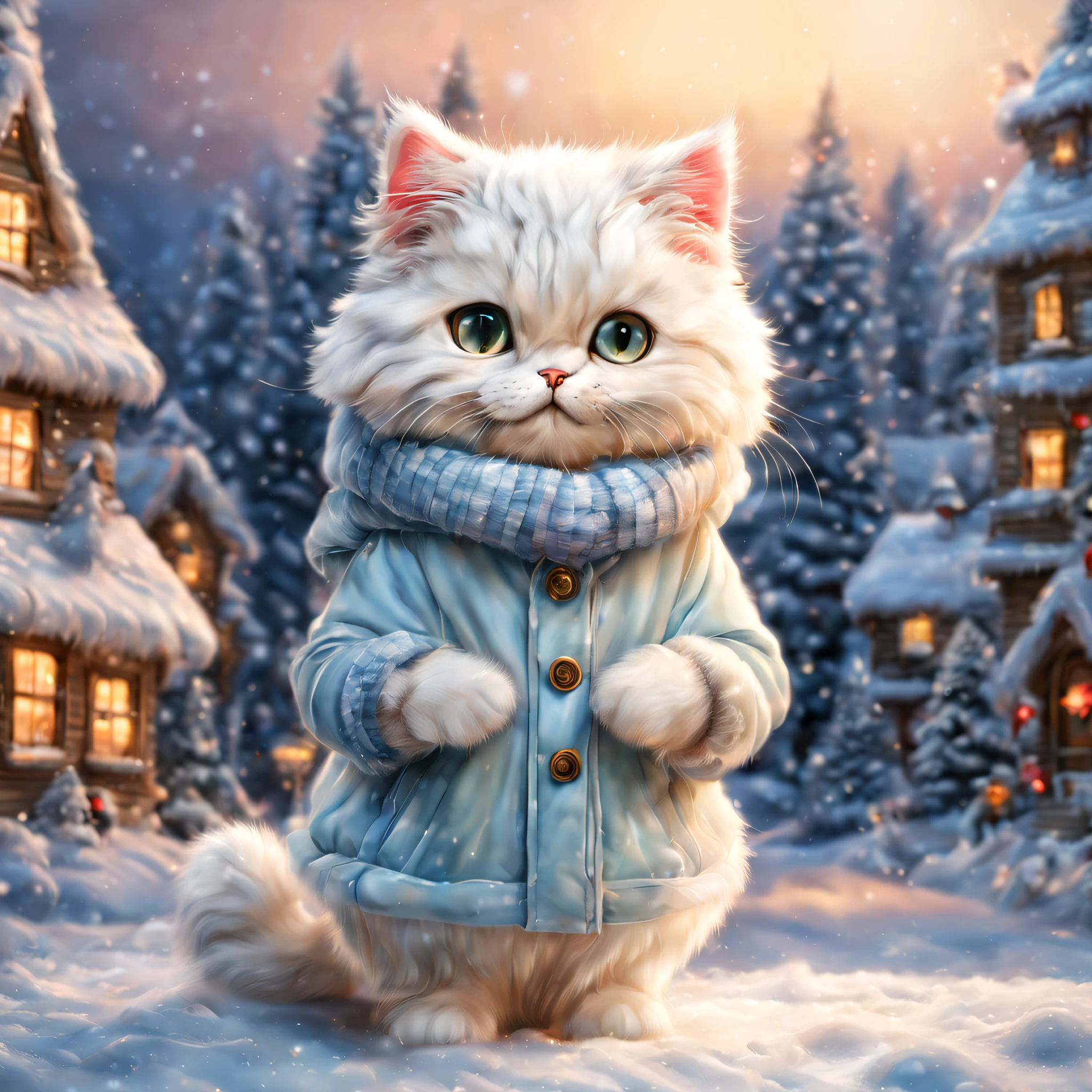(Minuet in a winter coat),a gi,Christmas Town,,cute little,masterpiece,top-quality,Fluffy cat,Christmas Town,illuminations,Christmas tree,Santa's Hat,cute little,F,A delightful,tre anatomically correct,,photoRealstic,Cats,minuet,odd eye