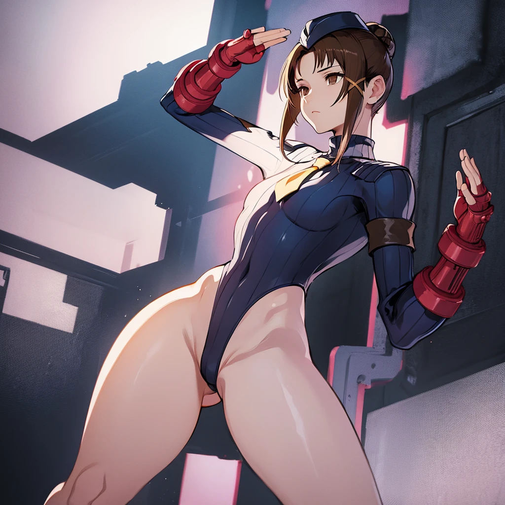 ultra-detailed, Explicit, Beautiful body, Beautiful Nose, Beautiful character design, perfect eyes, perfect face, ultra highres, 4K, beautiful legs, perfect legs, Nice hands, Perfect hand, Masterpiece, Best Quality, Highly detailed, illustration, absurdres, street fighter, doll suit, shadaloo doll, dollsuit, girls, multiple girls, expressionless, blank eyes, looking at viewer, red gloves, emotionless, black latex, corrution, mind control, female combatant, full body, hypnotized, unhappy trance, full body suit, ribbed bodysuit, both arms at side, stand up straight, obey, perfect female body, extremely glossy latex, hypnosis, hypnoLora, empty eyes, Mind control device, poses, submissive_pose, Slave, hat, necktie, stand up straight, standing, standing at attention, hat, necktie, belt, extending the right arm from the shoulder into the air with a straightened hand, nazi saluting, military, military saluting, salute, right hand saluting, left hand at side, latex, ribbed bodysuit, wide hip, thicc, a curvy body, brown hair, short hair, iwakura lain, serial experiments lain, brown eyes