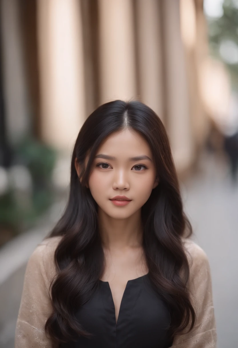 perfect asian girl, long black hair, tan skin