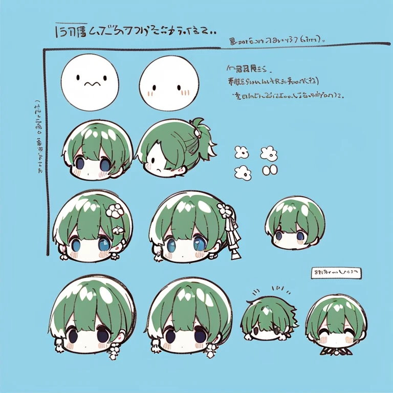 Type sheet, Character Sheets, Three types,Shot Full Body,Game Character Design,tmasterpiece, topquality, big mouth、technique'countenance、Massive sweat、whole body picture, 1girl in、jacket 、cartoon bone、 ,chibi:1,Chibichiara, Zanime Girl, cowboy shot, , Sleeves, Trimmed with ribbons,
