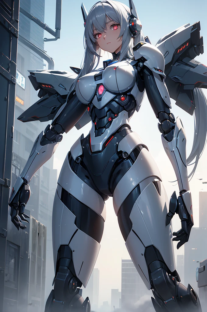 best quality, super fine, 16k, incredibly absurdres, extremely detailed, delicate and dynamic, beautiful streamlined female mecha that cosplays as a rabbit