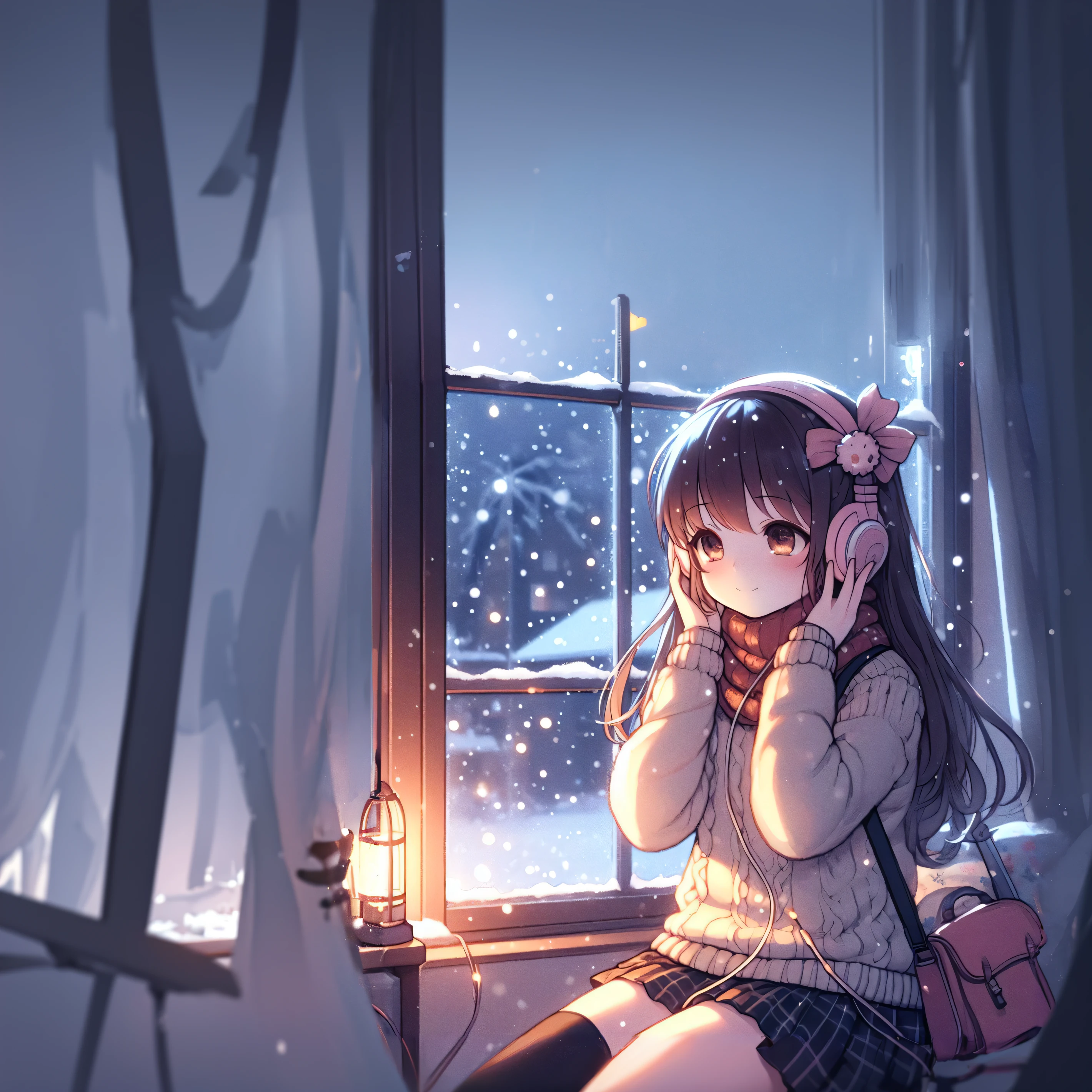 window,snowy night