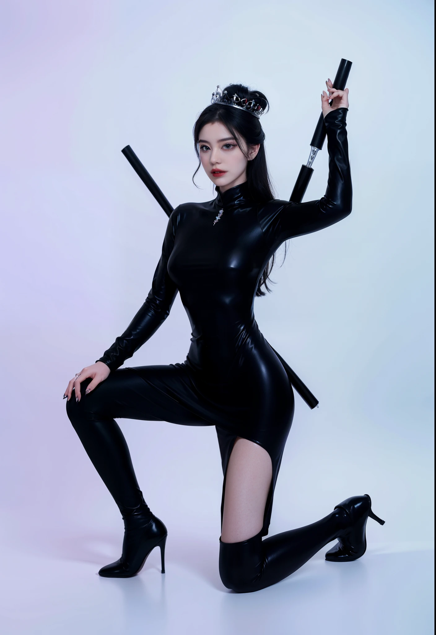 Imperial sister,A detailed eye,Snow Queen,put the crown on your head,Detailed facial expressions,Ripe body,Tall figure,Number,legs long,4K,k hd,fleshy feeling,White translucent lace,Fair and plump figure,Nice face,Cherry small mouth,beautiful and delicious(3D royal sister),a plump buttocks,gloss gel coat,Vampire queen wears luxurious dress,Crystal Gem Crown,Black pearl