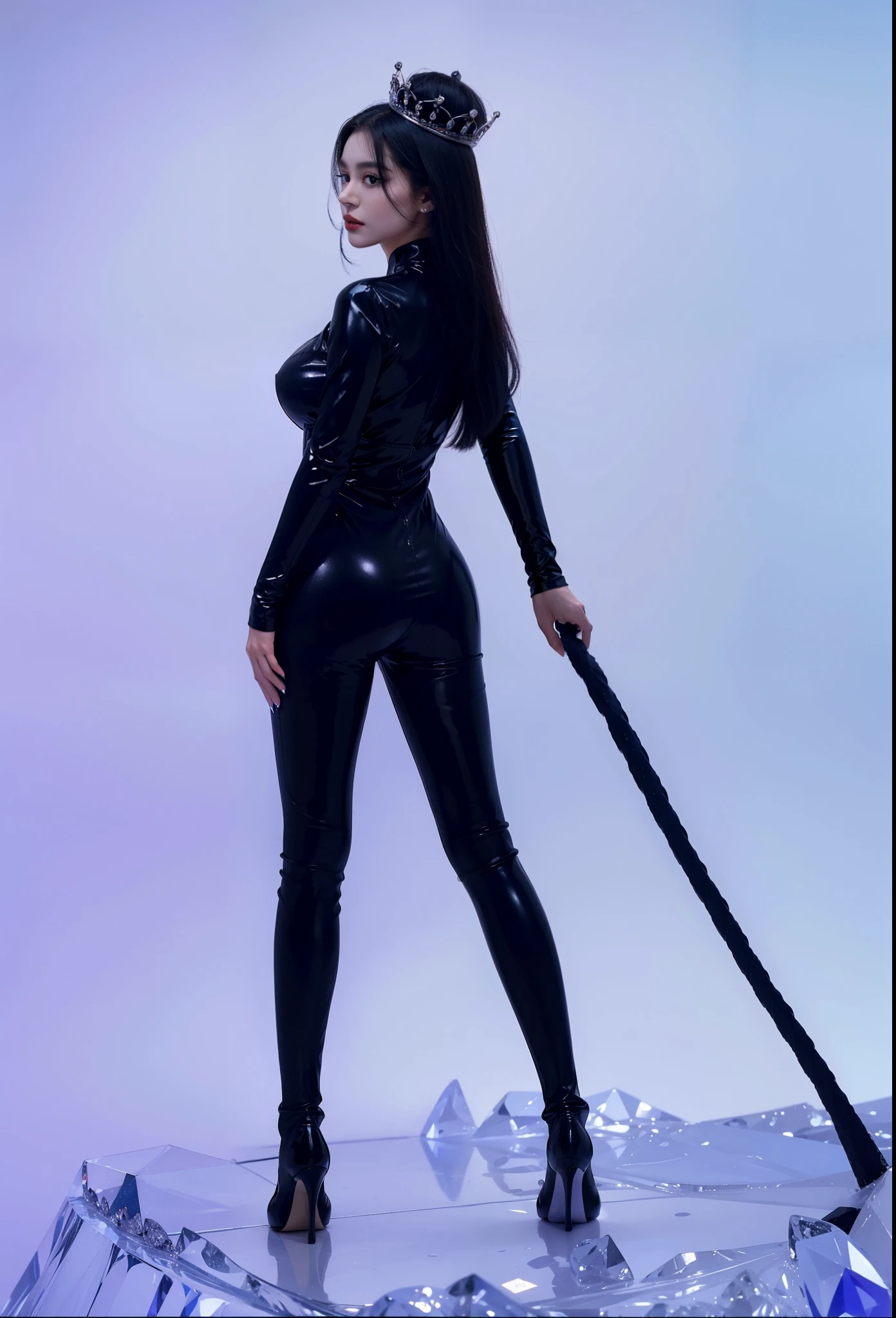 Imperial sister,A detailed eye,Snow Queen,put the crown on your head,Detailed facial expressions,Ripe body,Tall figure,the number,legs long,4K,k hd,fleshy feeling,White translucent lace,Fair and plump figure,Nice face,Cherry small mouth,beautiful and delicious(3D royal sister),a plump buttocks,gloss gel coat,Vampire queen wears luxurious dress,Crystal Gem Crown,Black pearl