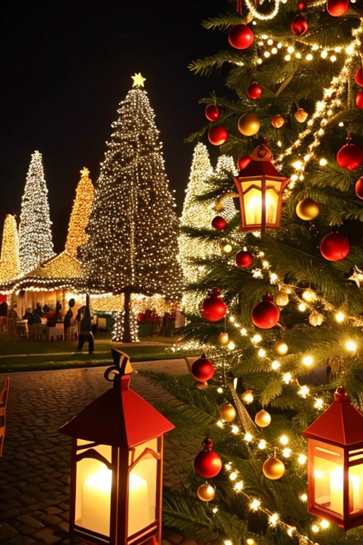 festa de natal, clima de natal, noite, christmas decoration
