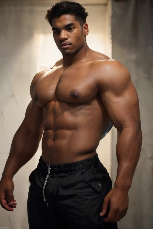 Um adolescente negro de 18 anos muito bonito, strong and muscular Best quality image in super high resolution