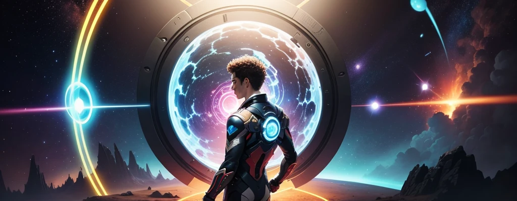 chave dourada abrindo portal interdimensional, portal estrelar, cosmos