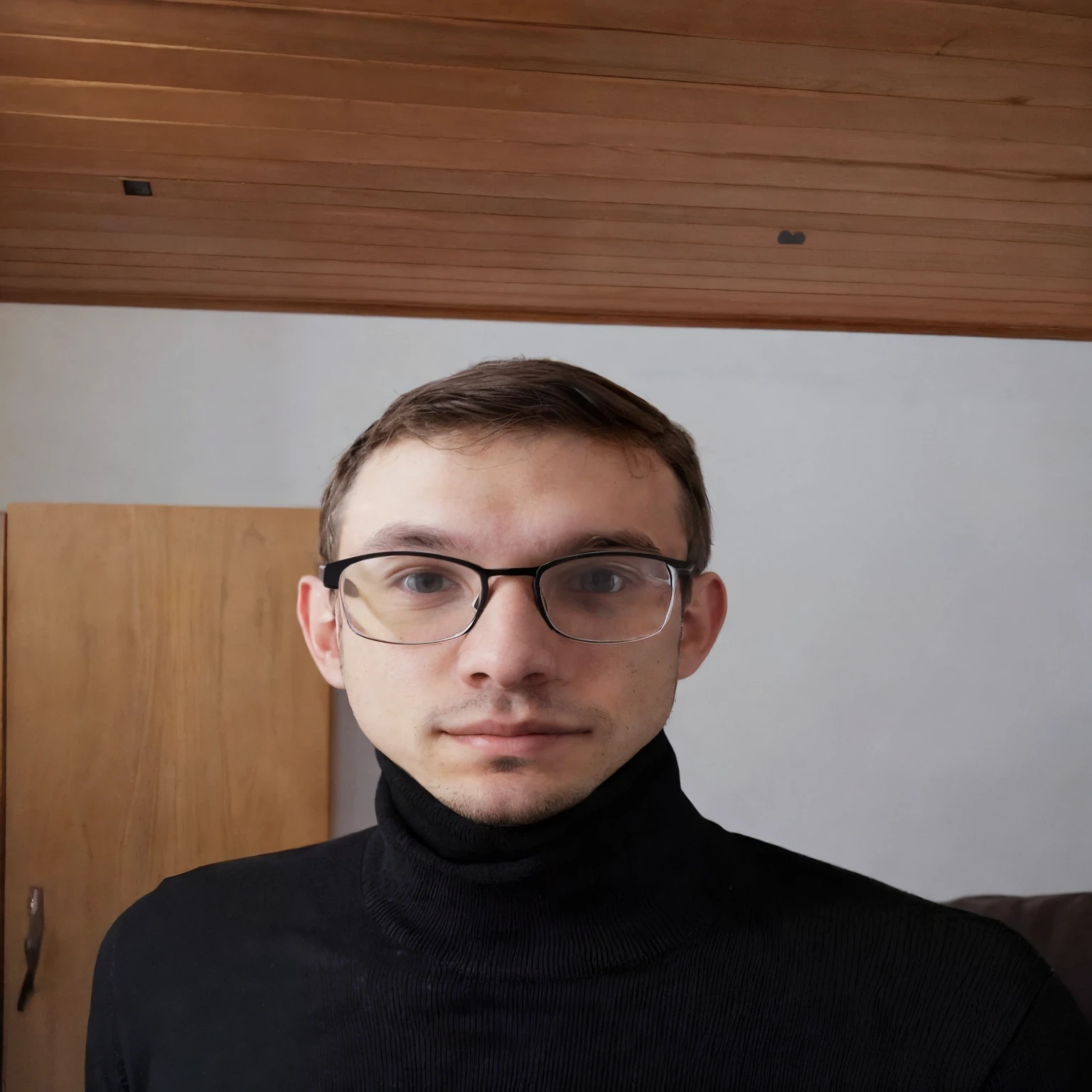 there is a man wearing glasses and a turtle neck sweater, twitch streamer / gamer ludwig, around 1 9 , professional profile picture, very very low quality picture, with glasses, typical cryptocurrency nerd, jewish young man with glasses, with glasses on, 8k selfie photograph, frontal picture, looking straight into camera, wearing black frame glasses, low quality photograph