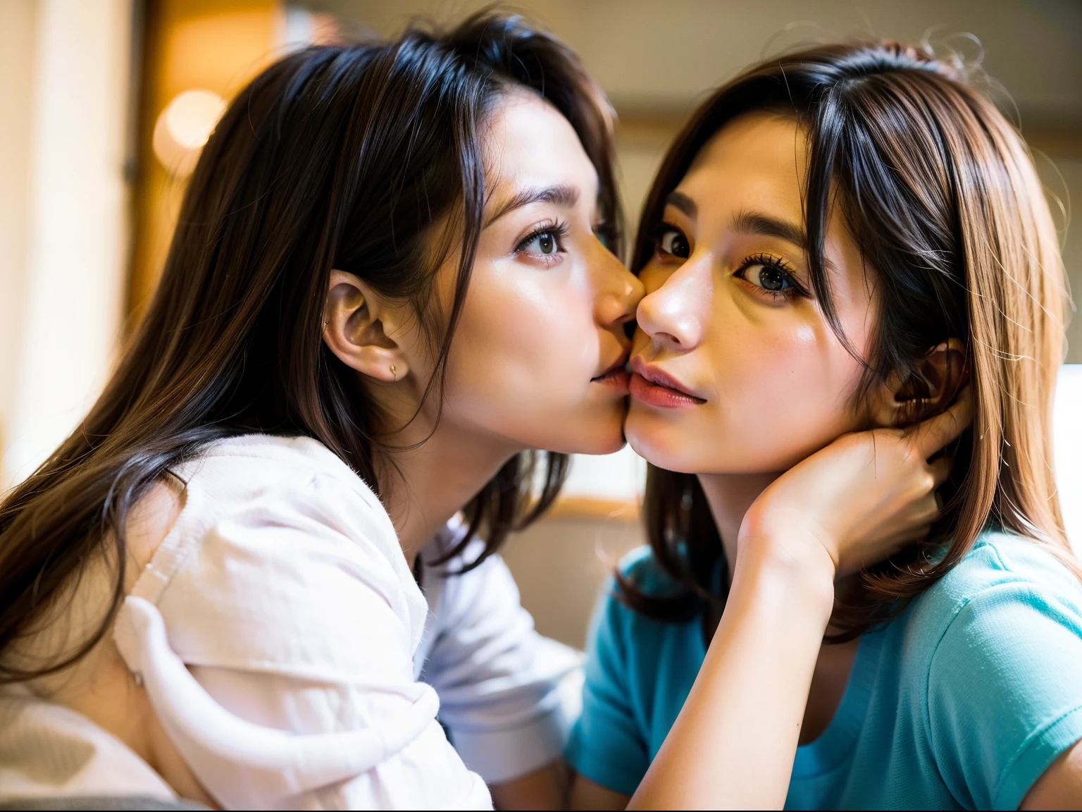 nudde Pupils Identical twin sisterrench kissing