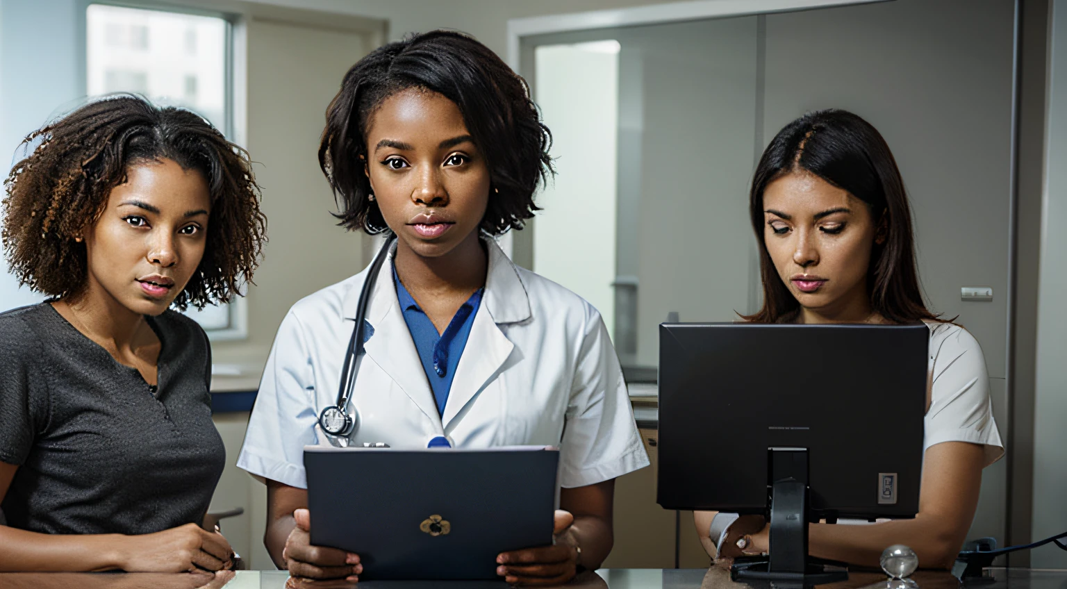 Black female doctor leading medical team