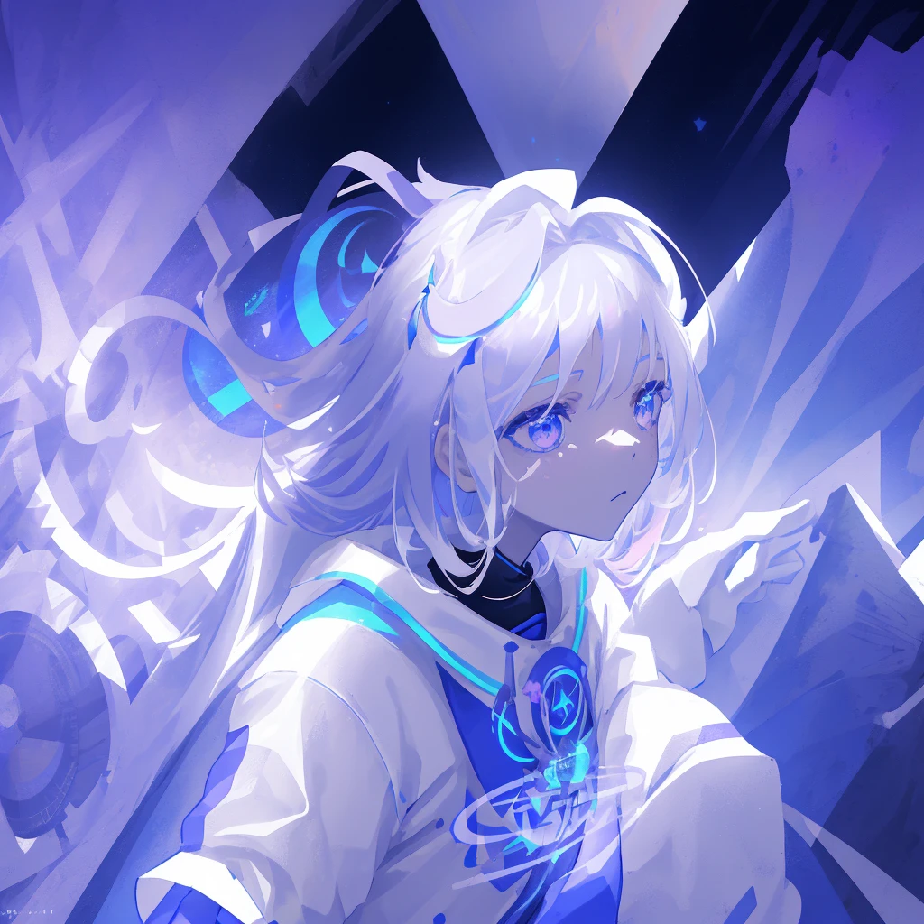 a white circle with a blue and purple logo on it, a portrait inspired by Aleksandr Gerasimov, Artstation, aestheticism, astral background, lambda, astral, auronplay, atmoshperic, artstarion, cosmic ambient, aperture science, aurora, antoine collignon, avatar for website, arcadia, 🚀🚀🚀