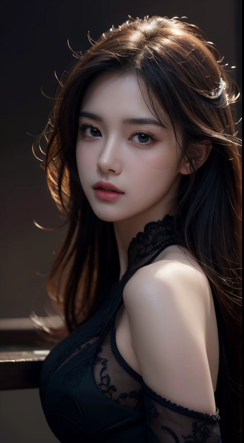 masterpiece, Best Quality, Illustration, Ultra-detailed, finely detail, hight resolution, 8K Wallpaper, Perfect dynamic composition, Beautiful detailed eyes , open mouse, Sexy face,Face feeling ecstasy,Face at the peak of sexual arousal, looking at viewer, ((Dark background)),