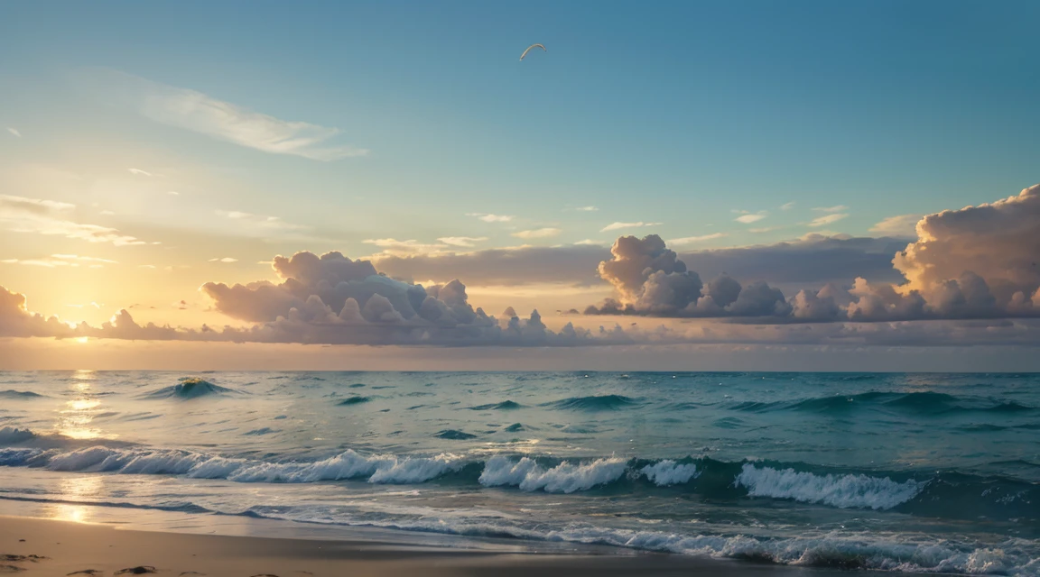 (best quality,4k,8k,highres,masterpiece:1.2),ultra-detailed,(realistic,photorealistic,photo-realistic:1.37),peaceful morning walk on the beach,serenity,exploring sensory details,Mysterious Seashells,crystal clear morning sky,gentle ocean breeze,soft sand underfoot,sound of waves crashing,warm sunlight shining on the water,glistening water droplets on seashells,subtle colors of seashells,delicate patterns on seashells,whispering of seashells,tranquil atmosphere,relaxing stroll along the shoreline,scenic view of the horizon,solitary footprints in the sand,serene sounds of seagulls soaring above,peaceful rhythm of the waves,feeling of calm and serenity,distant sound of seashells touching,warm golden light reflecting off the water,tranquil reflection of the sunrise on the ocean,serene sensation of the waves touching the shoreline,gentle sound of the seashells being caressed by the waves,peaceful moments of solitude and reflection,quiet contemplation of the vastness of the ocean,seashell treasures waiting to be discovered,dreamy and serene ambiance of the beach at dawn,soft and soothing colors of the sunrise,pure tranquility in the air,capturing the beauty of the morning on the beach.