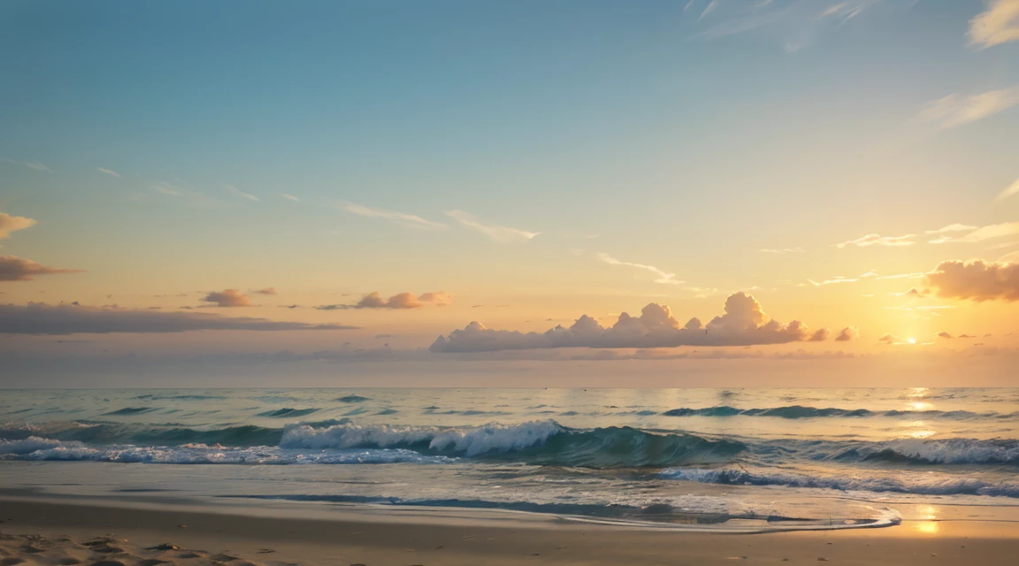(best quality,4k,8k,highres,masterpiece:1.2),ultra-detailed,(realistic,photorealistic,photo-realistic:1.37),peaceful morning walk on the beach,serenity,exploring sensory details,Mysterious Seashells,crystal clear morning sky,gentle ocean breeze,soft sand underfoot,sound of waves crashing,warm sunlight shining on the water,glistening water droplets on seashells,subtle colors of seashells,delicate patterns on seashells,whispering of seashells,tranquil atmosphere,relaxing stroll along the shoreline,scenic view of the horizon,solitary footprints in the sand,serene sounds of seagulls soaring above,peaceful rhythm of the waves,feeling of calm and serenity,distant sound of seashells touching,warm golden light reflecting off the water,tranquil reflection of the sunrise on the ocean,serene sensation of the waves touching the shoreline,gentle sound of the seashells being caressed by the waves,peaceful moments of solitude and reflection,quiet contemplation of the vastness of the ocean,seashell treasures waiting to be discovered,dreamy and serene ambiance of the beach at dawn,soft and soothing colors of the sunrise,pure tranquility in the air,capturing the beauty of the morning on the beach.