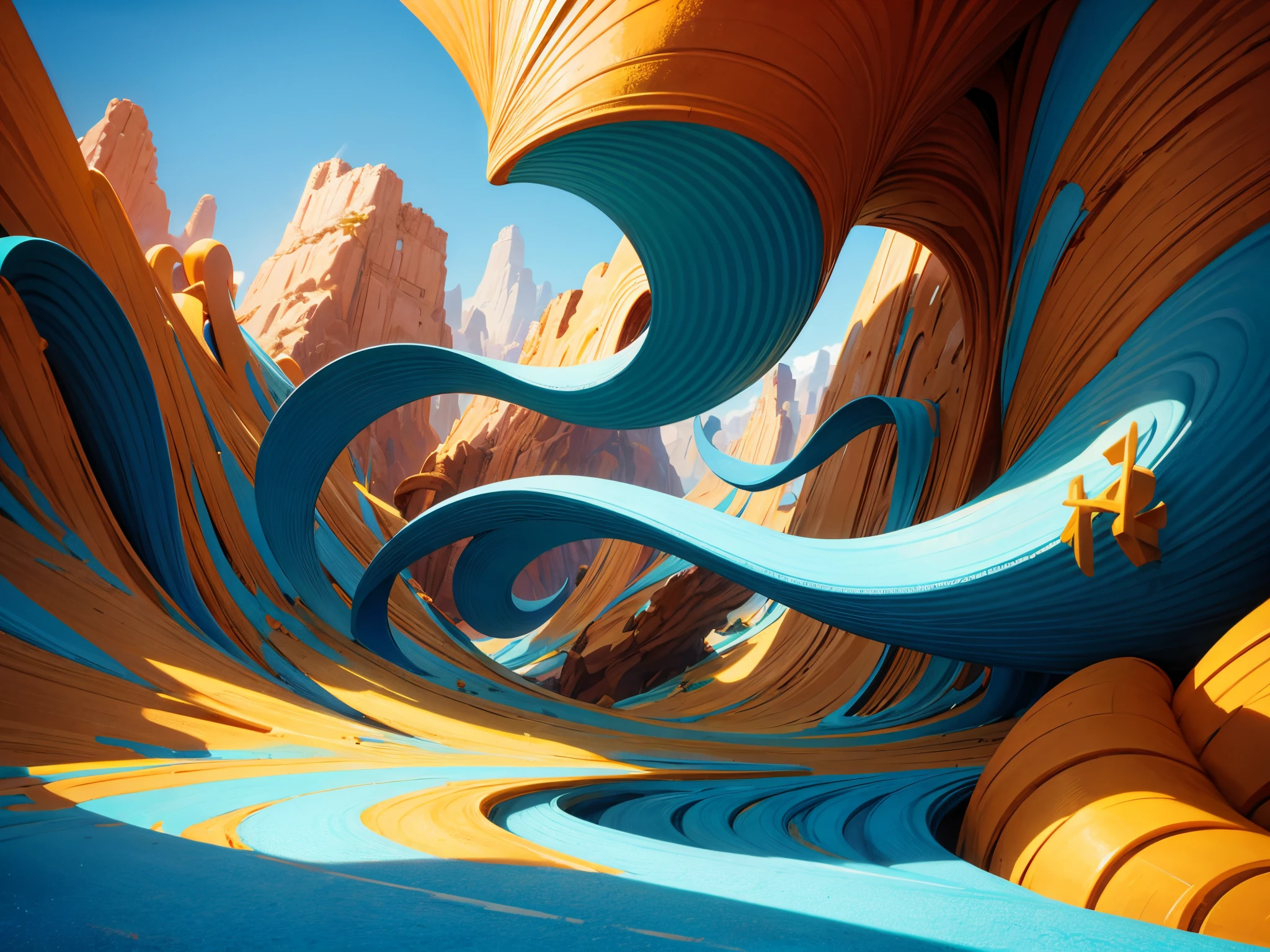 3D illustration of a place out of a Dr Seuss book filled with cahracters from a Dr Seuss book, Gold color, electric indigo color, hunter green color, navy blue color, red 256, (sharp lines), bold ink lines, strong outlines, bold traces, high contrast, (professional vector), best quality, semi-gloss colors, medium lights, medium shadows, low levels. enormous tits