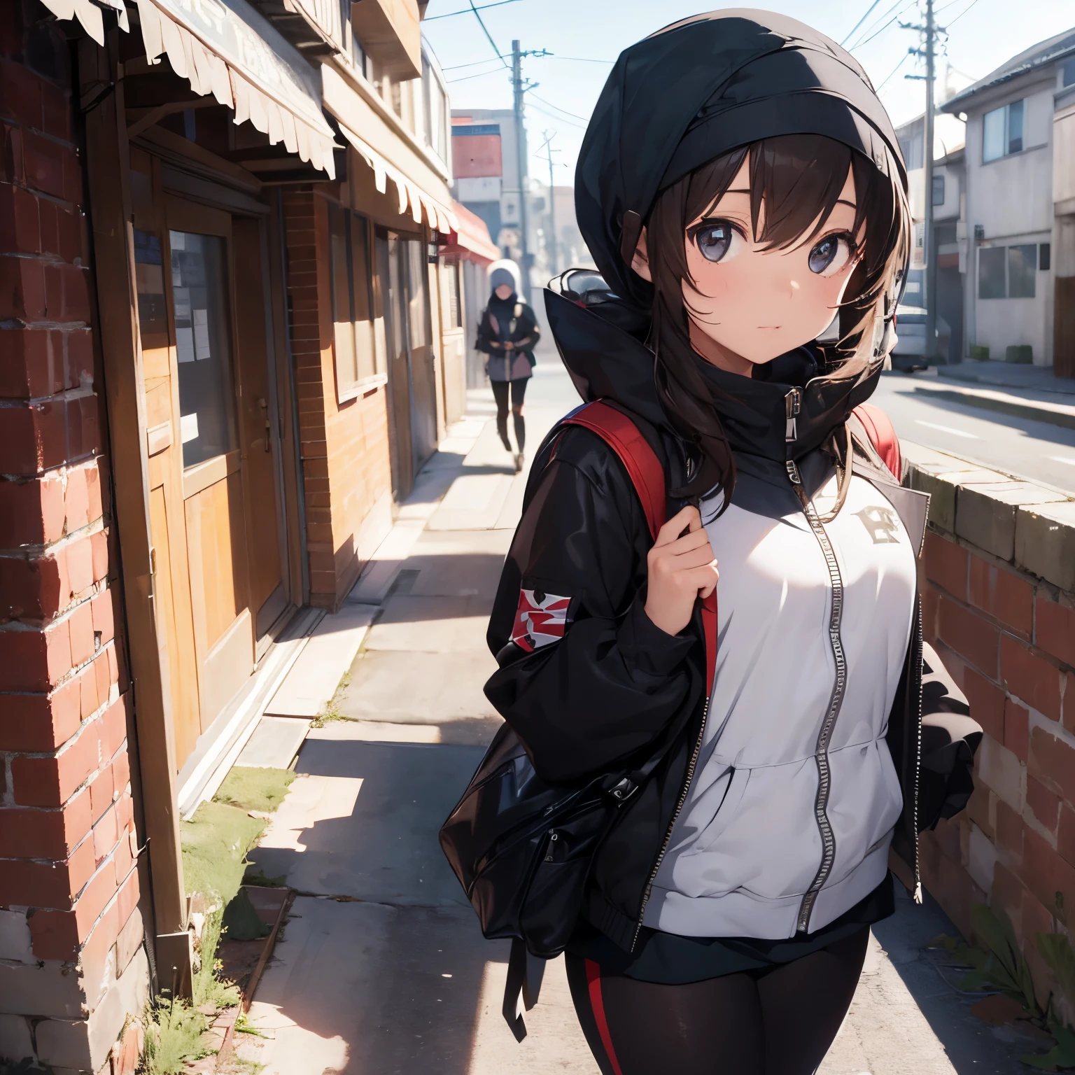 A girl wearing jersey jacket and hijab with a name on the back "SPARROW"