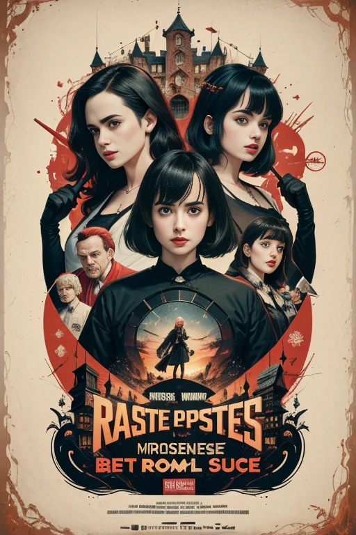 (masutepiece, Best Quality), krysten ritter、8K Wallpaper, Highly detailed, poster for, krampus, vintage horror, 1990's, christmas movie poster, Bauhaus, shapes, lines, Abstract, propaganda, Gothic, Cinematic poster, Vintage,