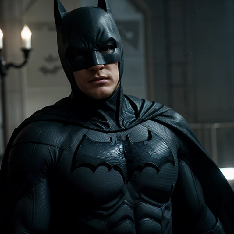 acteur Alan Ritchson dans le costume de batman