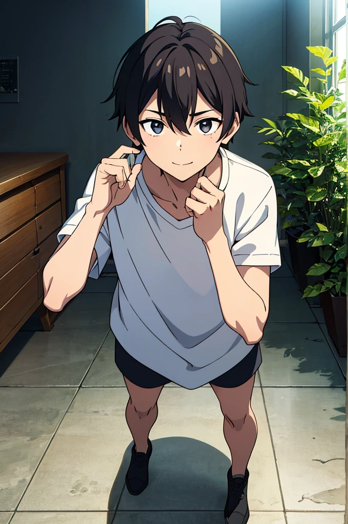 (Behavior of boys whose experiences have been erased)、1boy,(cool and cute boy),Naive athletic boy、unique natural man、Feeling for friends、Light brown skin, grey eyes, Black hair、eyesight、eyes with vitality、Wear thick clothes、enjoyably、Take it easy、free and、Bright smile、hobbies are important、slim figure、Well-intentioned、fortunate、Strong luck、bad luck、many bad friends、creation、dust particles、 natural soft light、Strongest configuration、 smooth anime cg art、Anime Art、cell anime illustration、Punctuality、{Highly detailed and anatomically correct}