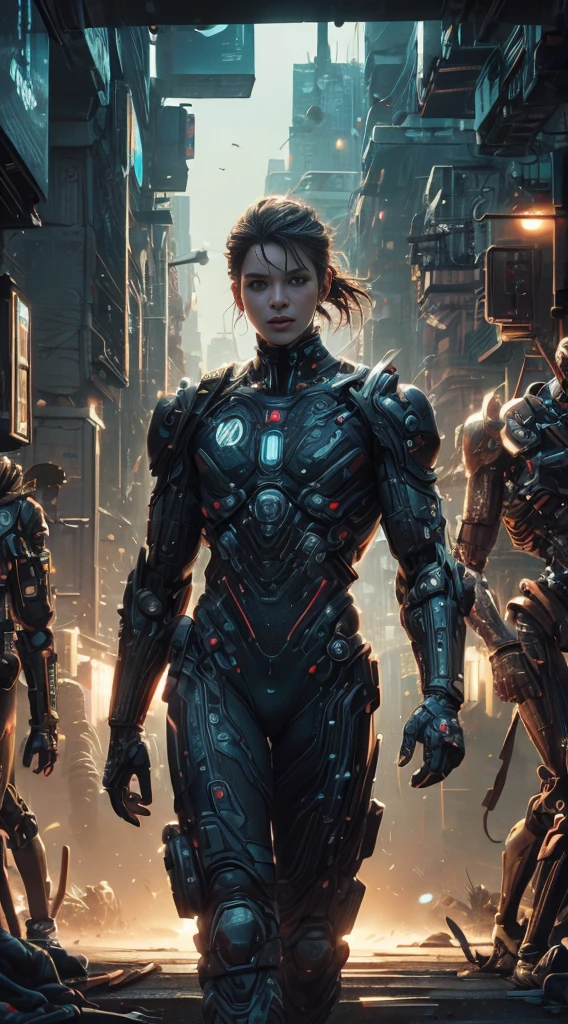 Beautiful photo of Reika Shimohira as a ((Cyberpunk)), ((shapeless hairstyle)), slender body, (full length shot), (dynamic pose), science fiction, ((futuristic cyberpunk city in the background)), Gantz, Cyberpunk 2077, Ultra realistic photo, masterpiece, best quality, CG, wallpaper, HDR, high quality, high-definition, extremely detailed, {beautiful detailed face}, {beautiful detailed eyes}, (detailed light){{intricate detail}}, {highres}, ((detailed face)), neon light, chiaroscuro, key visual, intricate detail, highly detailed, breathtaking, vibrant, cinematic lighting, 18+, Nsfw