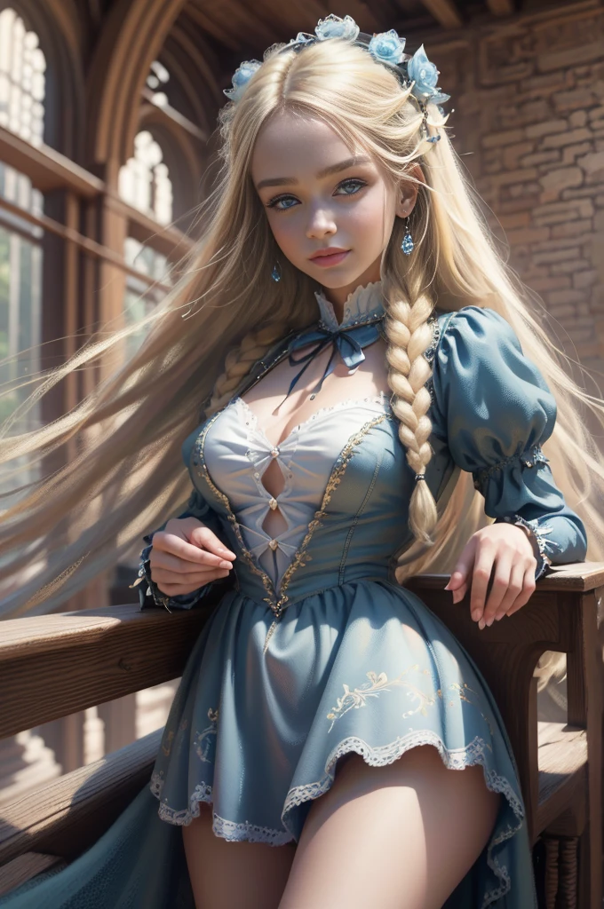 (Masterpiece - Ultra-Detailed, High Resolution) Prepare to be enchanted by a true masterpiece that combines ultra-detailed art with high-resolution rendering. This work shows a mesmerizing girl with long blonde hair (1.3) and captivating light blue eyes (1.2), emanating an aura of elegance and mystery. The intricate details and realistic textures invite you to explore every aspect of this enchanting composition. Girl wearing classic Victorian costumes. NYC (central park) illustration, with a mischievous smile. Get ready to dive into a world where beauty and craftsmanship merge perfectly.