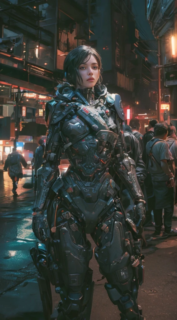 Beautiful photo of Reika Shimohira as a ((Cyberpunk girl)), ((shapeless hairstyle)), slender body, (full length shot), (dynamic pose), science fiction, ((futuristic cyberpunk Blade Runner city in the background)), Gantz, Cyberpunk 2077, Ultra realistic photo, masterpiece, best quality, CG, wallpaper, HDR, high quality, high-definition, extremely detailed, {beautiful detailed face}, {beautiful detailed eyes}, (detailed light){{intricate detail}}, {highres}, ((detailed face)), neon light, chiaroscuro, key visual, intricate detail, highly detailed, breathtaking, vibrant, cinematic lighting, 18+, Nsfw