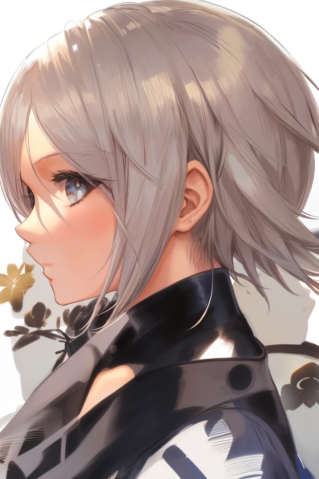 Anime - imagem de estilo de uma mulher com cabelo branco e um top preto, Ciborgue - Menina com cabelo prateado, menina do cabelo prateado, menina cabelo prateado, cabelos prateados (rabo-de-cavalo), menina com cabelo branco curto, cabelos prateados, cabelos brancos, menina com cabelo branco, 2b nier automata, senhora de cabelos brancos, perfil de menina anime, perfil do retrato da menina anime