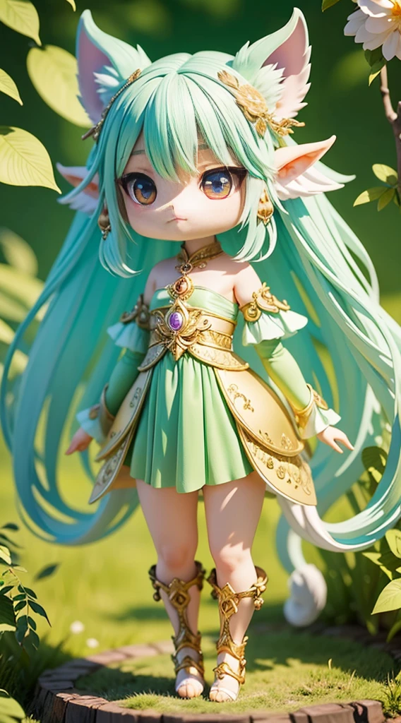 Mythical Creatures, beast, Fluffy, Gradient color ((bestquality)), ((masterpiece)), ( Very detail, maximum detail, official art, beautiful and beautiful:1.2), Depth of Field, FULL BODY elements, (chibi),, (Beautiful and detailed eyes:1.3), Long tail