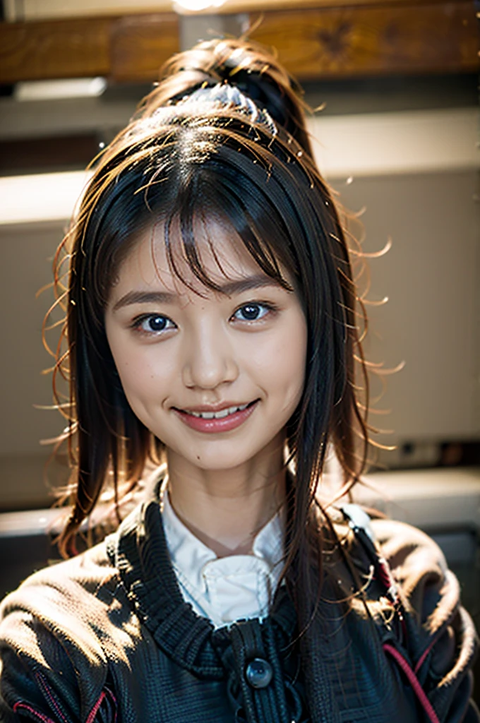 top-quality、masterpiece、超A high resolution、Raw foto、1girl in、Eyes and faces with detailed、Black background、Shorthair、asian human