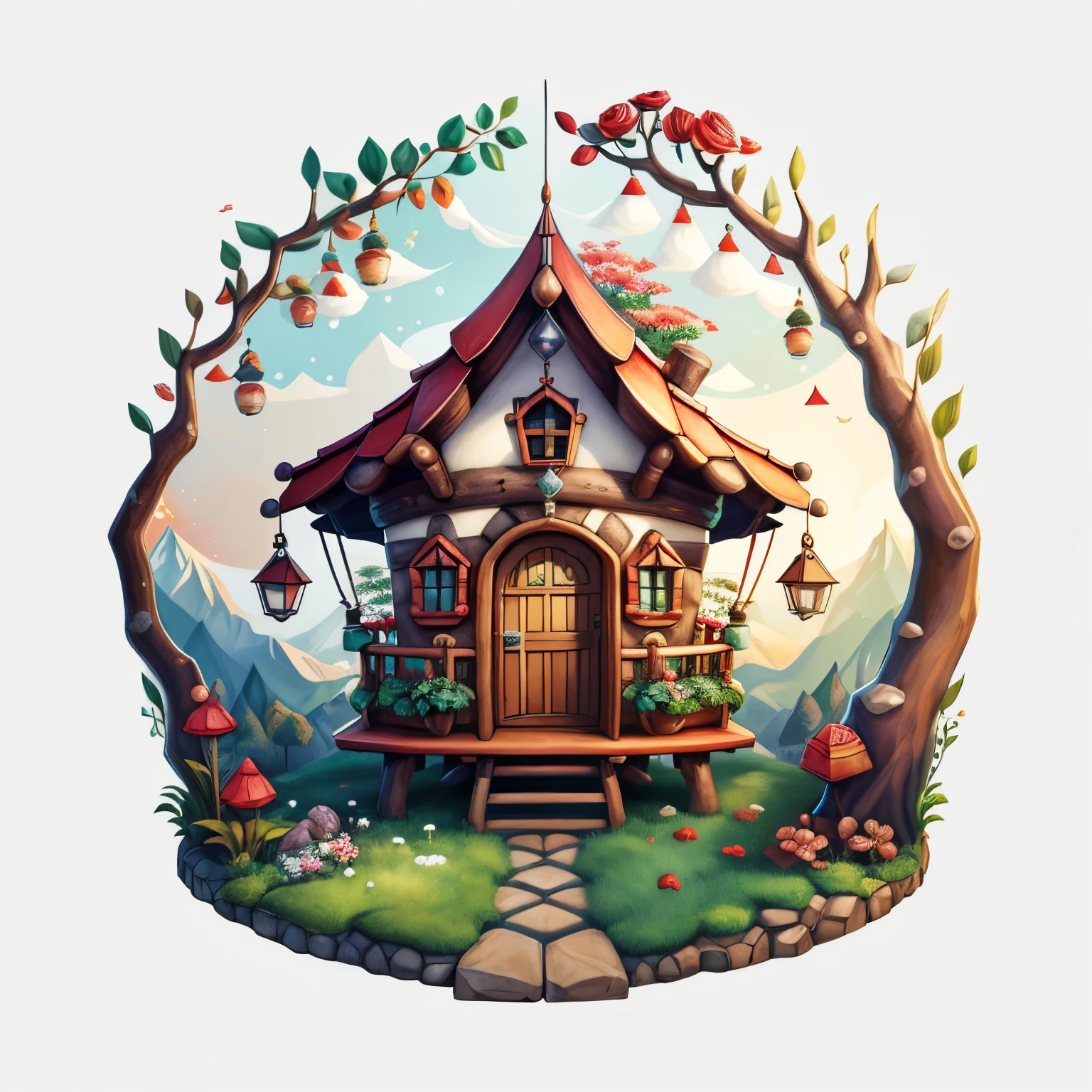 (cute gnome smiling with flowers and a tree house) stylized identical to 1940 |)), acolchoamento ,multidimensional geometric wall PORTRAIT, arte, Chibi,
Yang016K, lindo,(( cor vermelha predominante, rosa e branco))
Primary works, qualidade superior, melhor qualidade, Arte Oficial, Lindo e Estetaduardo Kobra acolchoamento ,multidimensional geometric wall PORTRAIT, arte, Chibo,detalhes