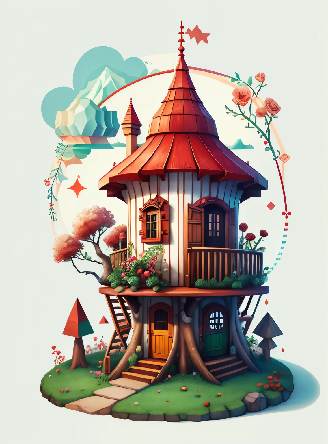 (cute gnome smiling with flowers and a tree house) stylized identical to 1940 |)), acolchoamento ,multidimensional geometric wall PORTRAIT, arte, Chibi,
Yang016K, lindo,(( cor vermelha predominante, rosa e branco))
Primary works, qualidade superior, melhor qualidade, Arte Oficial, Lindo e Estetaduardo Kobra acolchoamento ,multidimensional geometric wall PORTRAIT, arte, Chibo,detalhes
