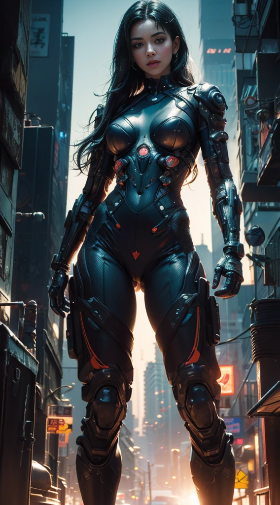 Beautiful photo of Reika Shimohira as a ((Cyberpunk girl)), ((long fringed shapeless hairstyle)), colorful, slender body, (full length shot), (dynamic pose), science fiction, ((futuristic cyberpunk Blade Runner city in the background)), Gantz, Cyberpunk 2077, Ultra realistic photo, masterpiece, best quality, CG, wallpaper, HDR, high quality, high-definition, extremely detailed, {beautiful detailed face}, {beautiful detailed eyes}, (detailed light){{intricate detail}}, {highres}, ((detailed face)), neon light, chiaroscuro, key visual, intricate detail, highly detailed, breathtaking, vibrant, cinematic lighting, 18+, Nsfw