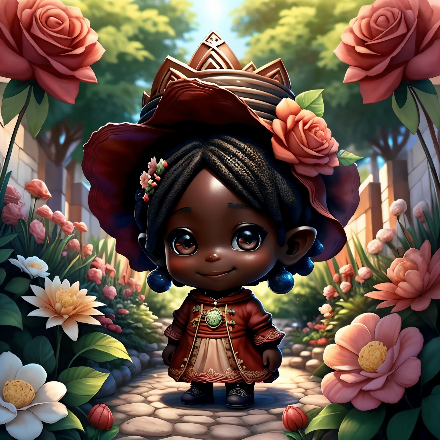 (cute black baby gnome smiling with flowers in beautiful garden) stylized identical to 1940 |)), acolchoamento ,multidimensional geometric wall PORTRAIT, arte, Chibi,
Yang016K, lindo,(( cor vermelha predominante, rosa e branco))
Primary works, qualidade superior, melhor qualidade, Arte Oficial, Lindo e Estetaduardo Kobra acolchoamento ,multidimensional geometric wall PORTRAIT, arte, Chibo,detalhes