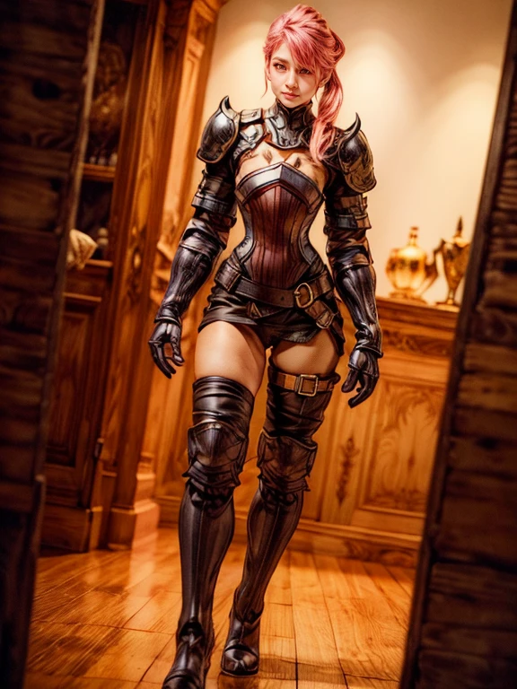 Guerreira ruiva, ((sentada)), ((pernas abertas)), saia vermelha, ((Saia Curta)), ((saia para cima)), camelo, .RAW, obra-prima, papel de parede, 8k, steel breastplate, Steel gauntlets, steel boots, steel gloves, fantasia medieval, d&d, (((sem calcinha: 1.6))), nsfw,