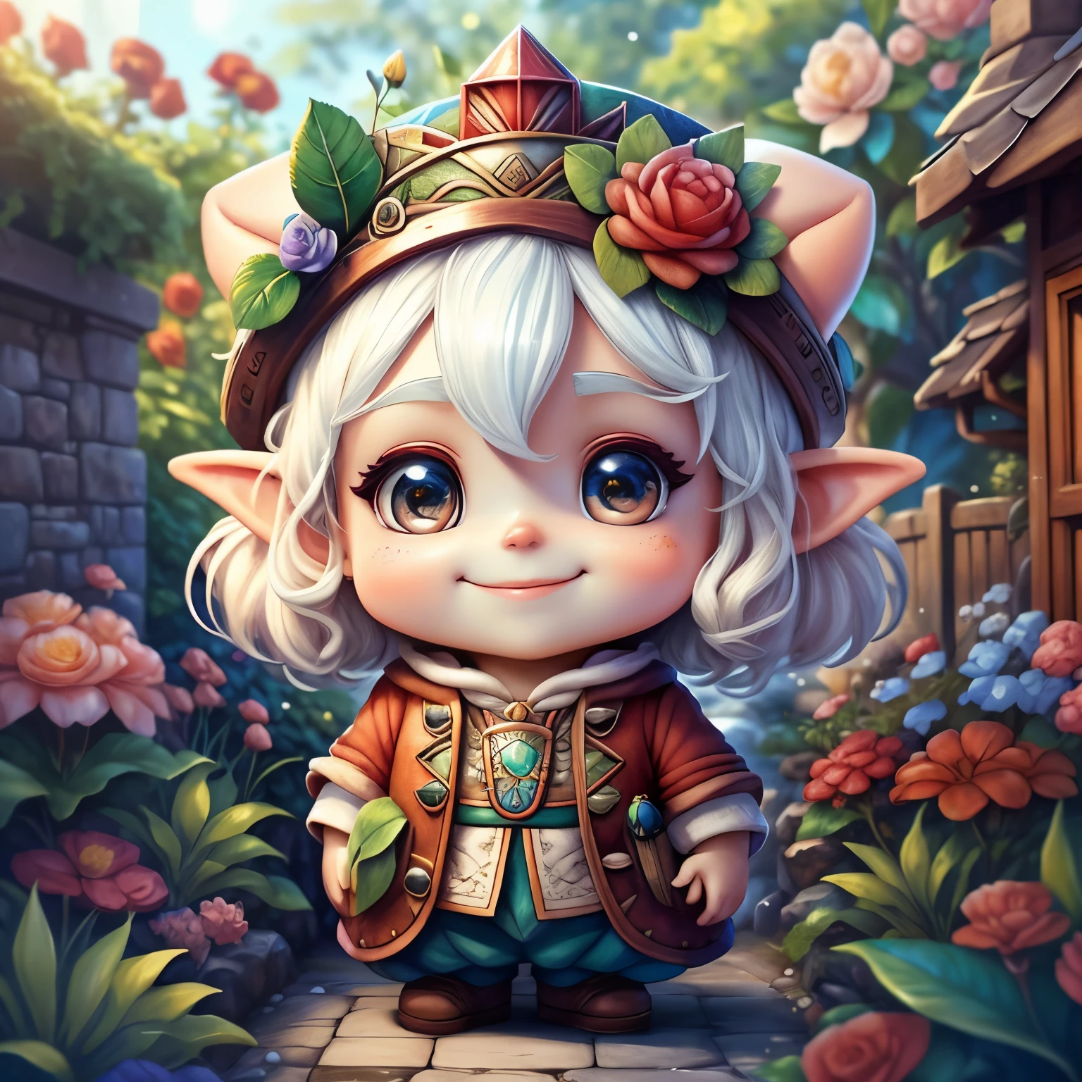 (cute baby gnome smiling with flowers in beautiful garden) stylized identical to 1940 |)), acolchoamento ,multidimensional geometric wall PORTRAIT, arte, Chibi,
Yang016K, lindo,(( cor vermelha predominante, rosa e branco))
Primary works, qualidade superior, melhor qualidade, Arte Oficial, Lindo e Estetaduardo Kobra acolchoamento ,multidimensional geometric wall PORTRAIT, arte, Chibo,detalhes