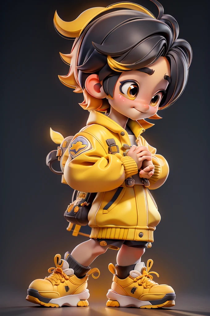 Q version anime boy, remove，Meituan Takeaway，boy taking home【five fingers thoroughly】【Q version cartoon】（3D stereoscopic images）（The color scheme is dominated by the yellow color of Meituan clothing.）（cute style illustrations）cute style cartoon book，official illustration[Three-dimensional feeling][cute wind][card ventilation][Realism]