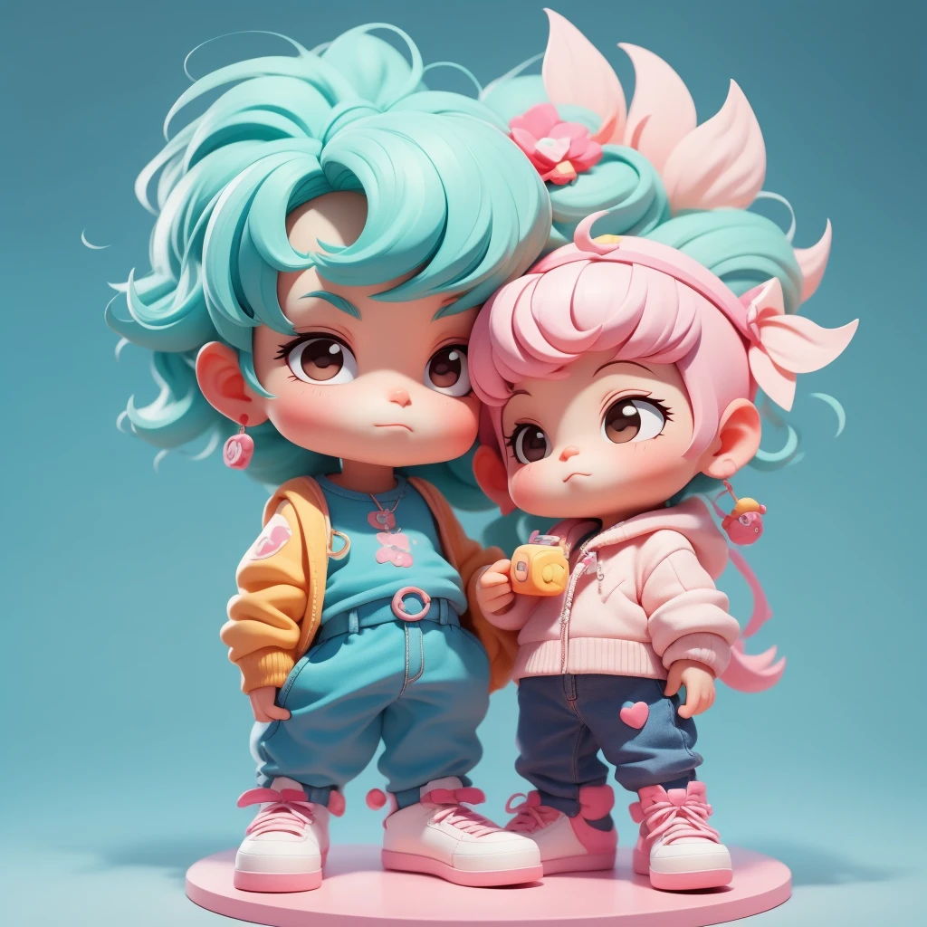 super cute boy, Full body, Awesome cute hair accessories Popmart blind box, IP Design, 3D rendering, bright, clean background, OC Display, 10, soft focus, Superb glossy details --AR 3:6 50 --Q 2 --niji 5 --Style expression --s 2