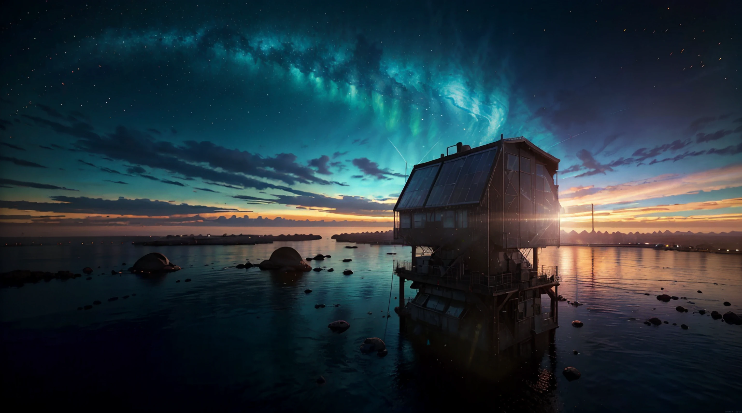 detailed hyperrealism 3 d projection of 4 d photography extremely highly detailed diabolic solarpunk landscape hyperrealism surreal still from denis villeneuve quint buchholz and caspar david friedrich and scott listfield and simon stalenhag surreal extremely detailed movie volumetric dark cyan light