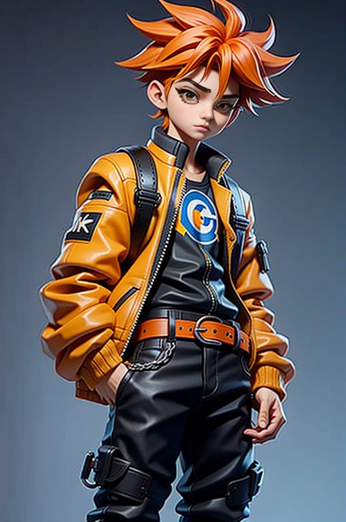K-pop boy, Model, Cool jacket, Orange Hair, Black pants with belt, inside walmart