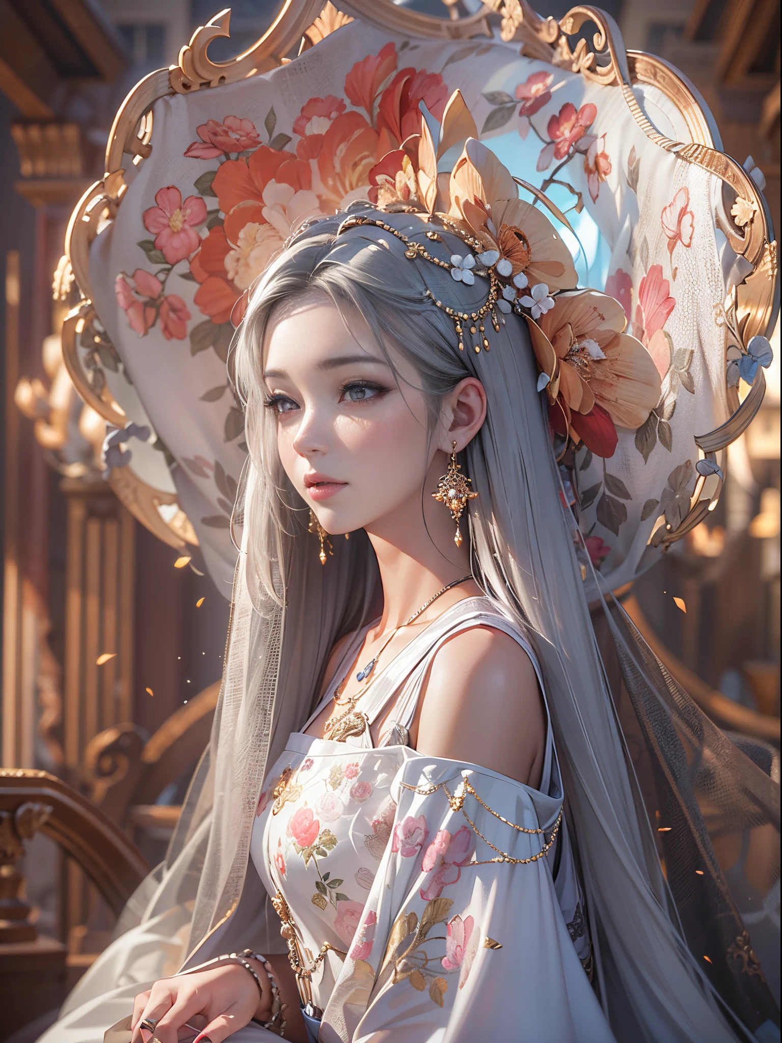 8K high image quality、Ultra-realistic details、3d rendered、masutepiece、Official art、Best Quality、Neat and gorgeous beauty、One Person&#39;unique style of、Tight outfits、Luxurious decoration、Portrait with a soft atmosphere、Mystical worldview、