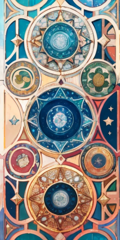 Deusa de Venuull bodyesbian, moldura da flor, decorative panels, abstract art, Alphonse Mucha (tmasterpiece, melhor qualidade, alta resolução: 1.4), circunstanciado, Detalhes complicados, 4k, salpicos de cor, arte de linha, Fibonacci, estrelado, a noite, Ao ar livre, nuvem, Refletores, water, Magic, (Tarot cards),Linda estrela de cristal dourada)) construction, Palaces, Modelado, Sumeru, nuvem, Lua