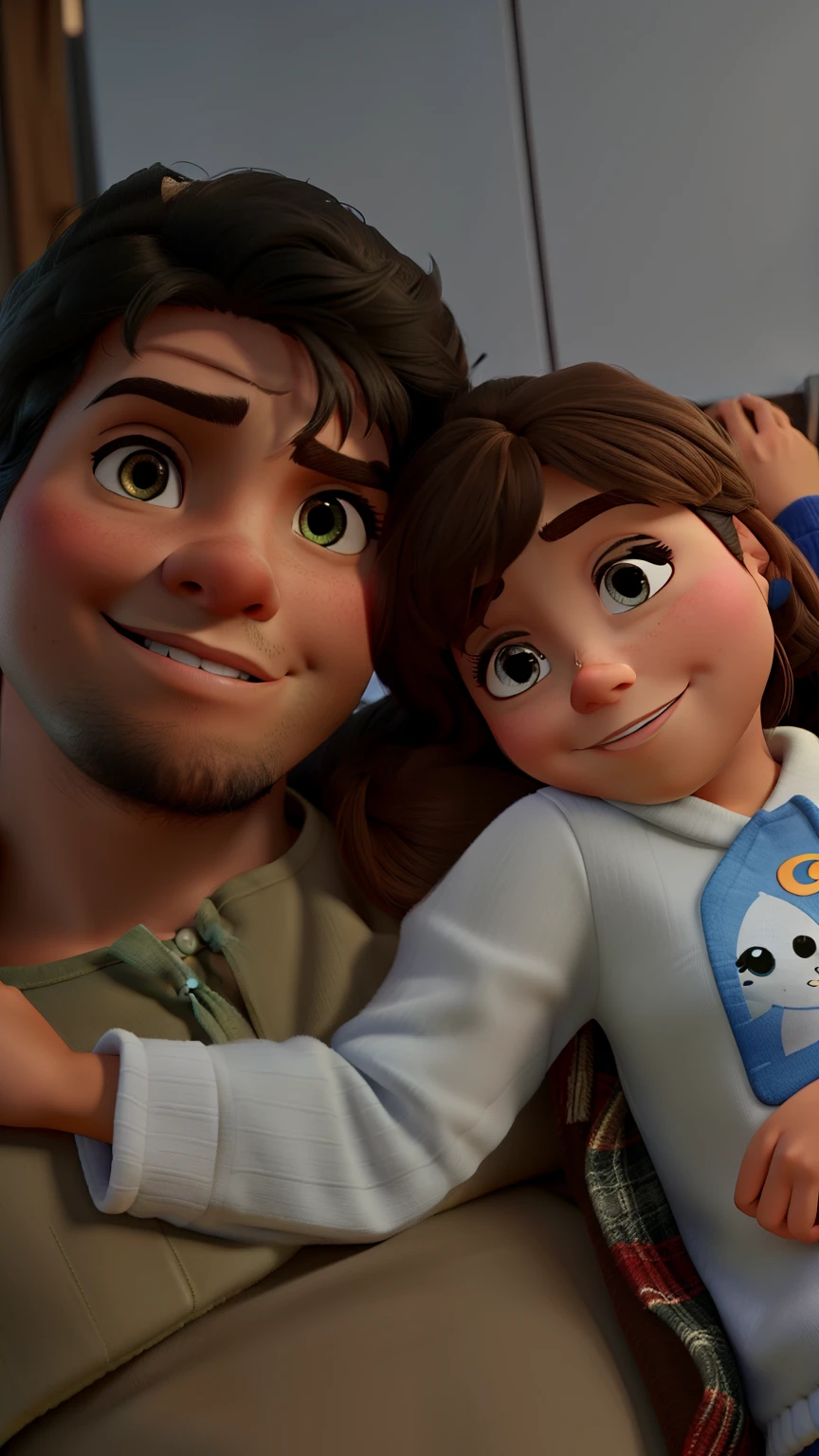 Pai e filha estilo disney pixar, alta qualidade, melhor qualidade