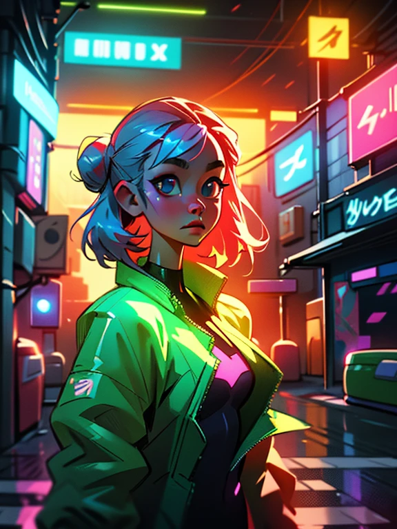 X-files, neon glow streets, mysterious alien abduction, a pretty woman in a neon firegami dress in the streets, hdr pro digital studio portrait, young, front, highly detailed, clear, high quality, hyper-detailed, 4k, ultra smooth, cinematic lighting