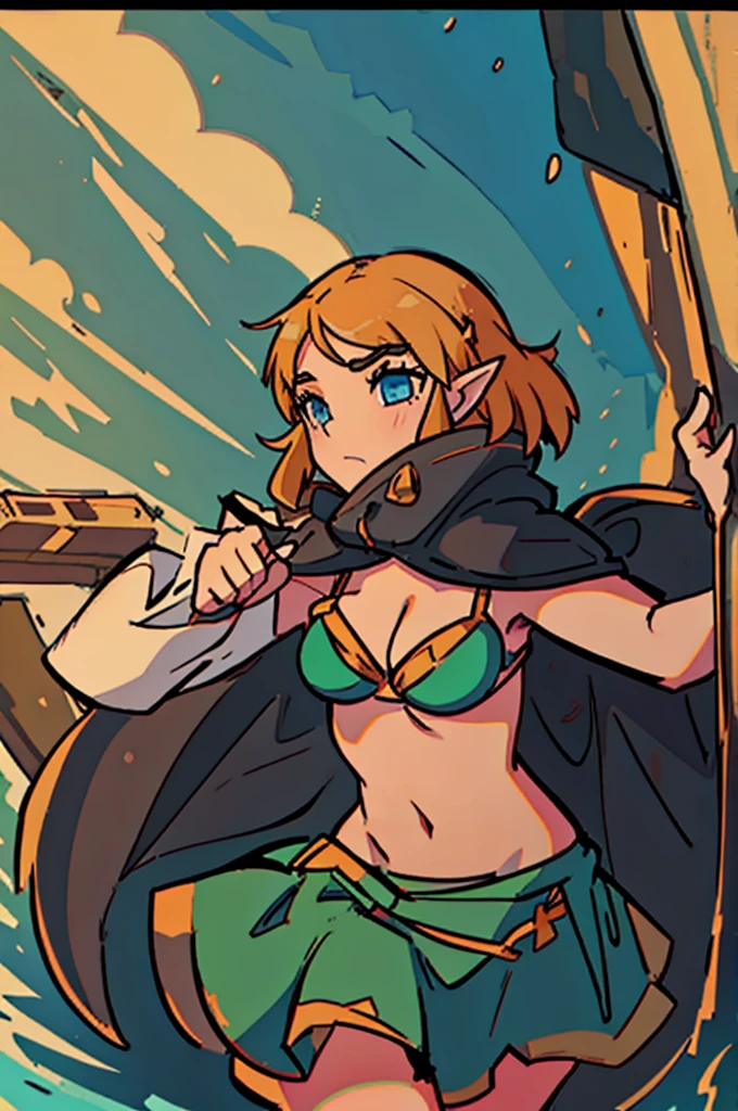 zelda, bikini, skirt, cloak