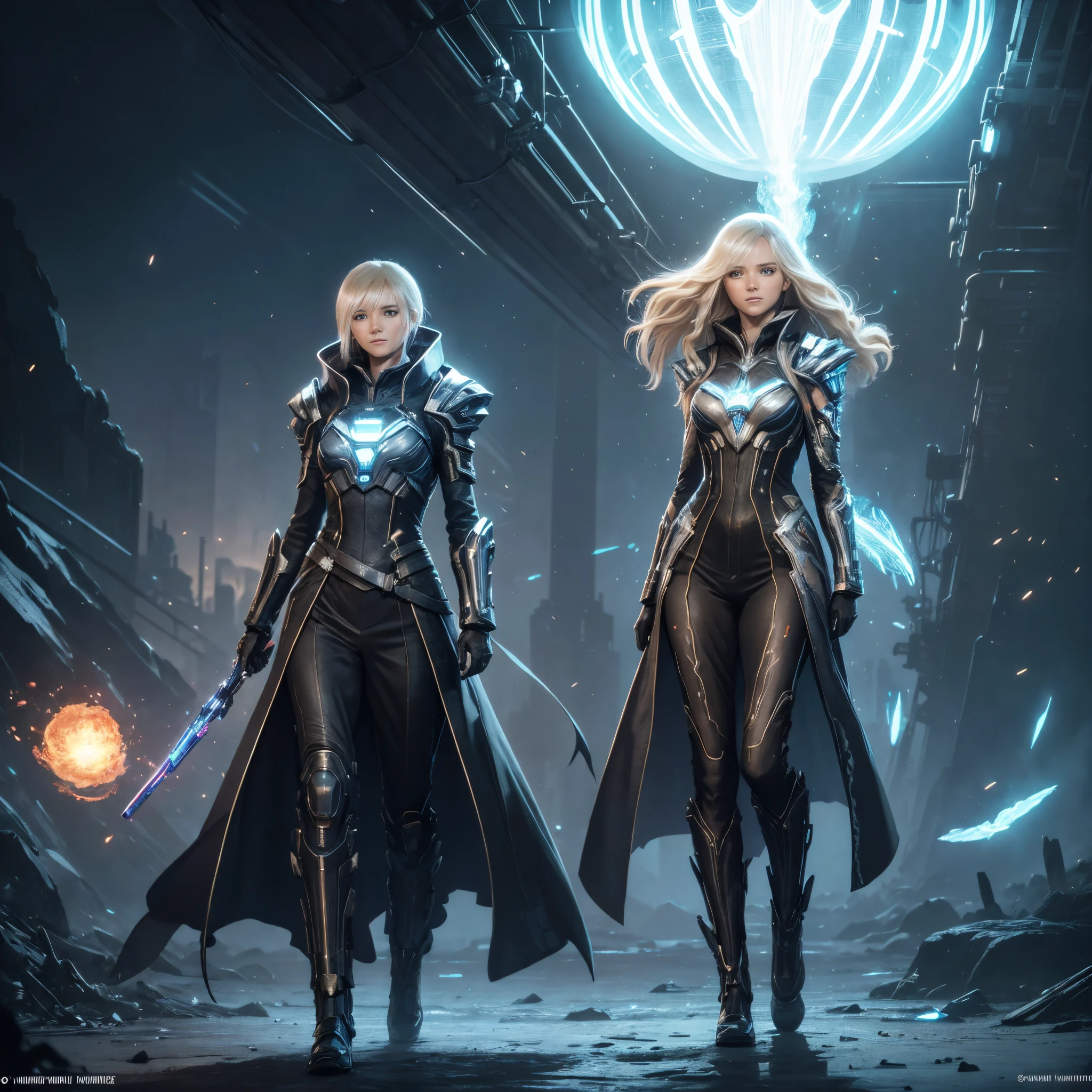 solo, 1female, (long legs, thick thighs, narrow waist:1.3, wide hips:1.4), sexy mature female, thick lips, (detailed face, detailed body, futuristic, arcane, bioluminescent, tech, crystalline, metallic, flora, glyphs, plantlife, circuits, neon, mystic, technology, ruin, magic, cyber, ancient, stark contrast, detailed background, scenic composition).